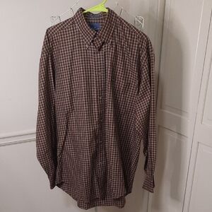 Faconnable Men's Brown Plaid Button Down Shirt